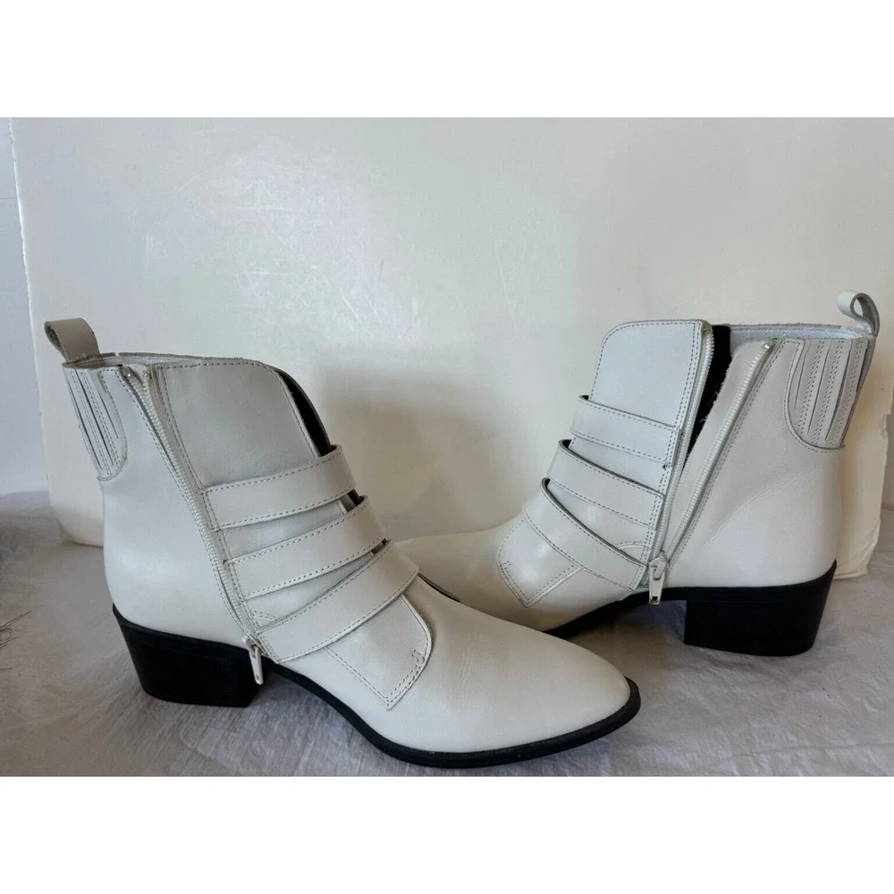 White Triple-Buckle Ankle Boots - Women's Fashion Boots